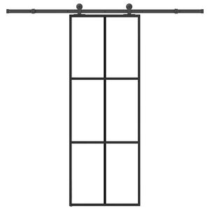 vidaXL Schuifdeur met beslag 76x205 cm ESG-glas en aluminium