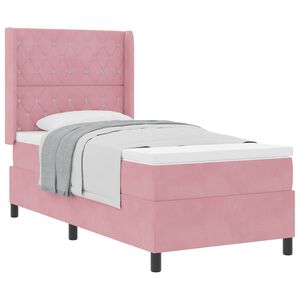 vidaXL Boxspringbed met matras met hoofdeinde Roze 90 x 190 cm Fluweel