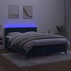 vidaXL Boxspring met matras en LED fluweel donkerblauw 140x200 cm