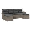 vidaXL Tuin Sofa Set met kussen 6 pcs Grijs poly rattan