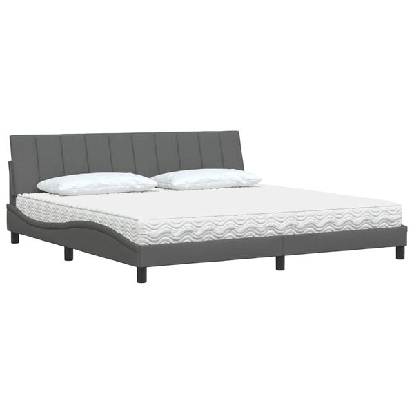 vidaXL Bed met matras "Hanko" stof donkergrijs 200x200 cm