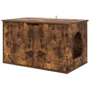 vidaXL Kattenhuis Gerookt eiken 85 x 55 x 50,5 cm Bewerkt hout