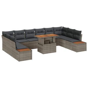 vidaXL Tuinbankenset 11 st Grijs poly rattan