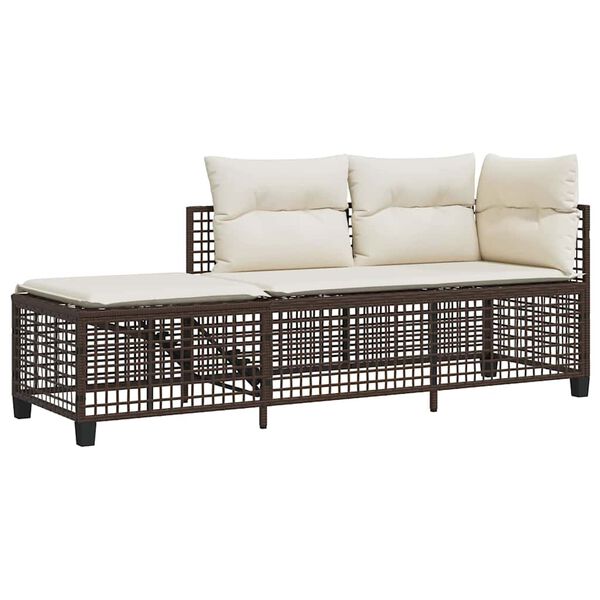 vidaXL 3-delige Loungeset met kussens poly rattan bruin