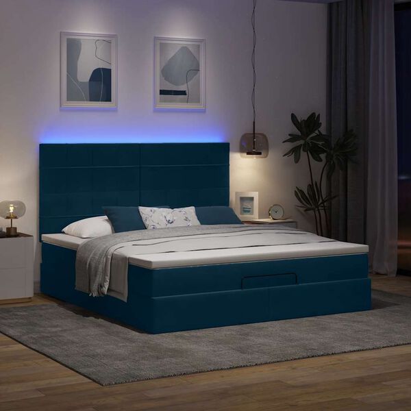 vidaXL Ottoman bed met matrassen en LED's 160x200cm fluweel