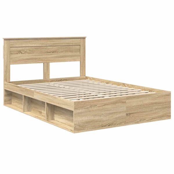 vidaXL Bedframe met hoofdeinde Sonoma 140 x 190 cm Massief grenenhout
