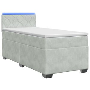 vidaXL Boxspring Bed met Matras en LED Lichtgrijs Enkel fluweel