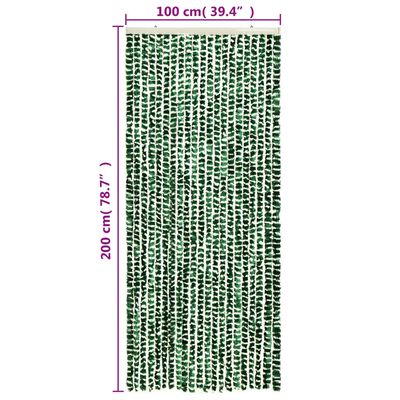 vidaXL Vliegengordijn 100x200 cm chenille groen en wit