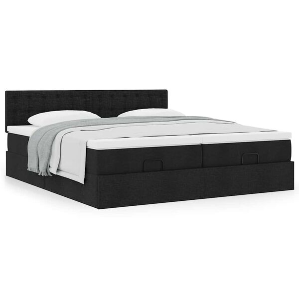 vidaXL Ottoman bed met matrassen 160x200cm stof zwart