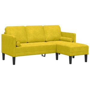 vidaXL Bankstel met kussen Geel Polyester