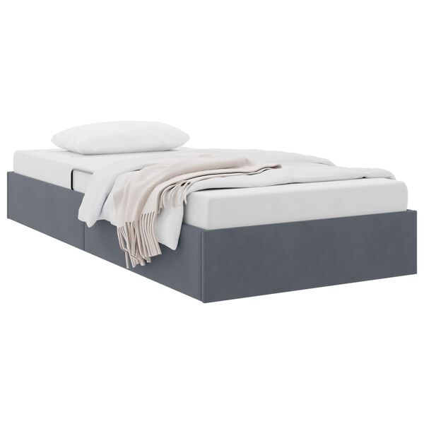 vidaXL Ottoman Bedframe met opslag Donkergrijs 90 x 200 cm Fluweel