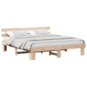 vidaXL Bedframe met hoofdeinde Naturel 180 x 200 cm Massief grenenhout