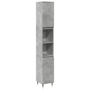 vidaXL Badkamerkast 30x30x190 cm bewerkt hout betongrijs