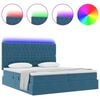 vidaXL Bed met LED-striplichten Donkerblauw 180 x 200 cm Fluweel
