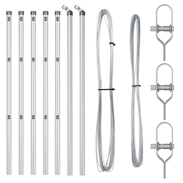 vidaXL Afrasteringspaal 7 pcs Zilver Staal