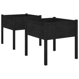 vidaXL Plantenbakken 2 st 70x70x70 cm massief grenenhout zwart