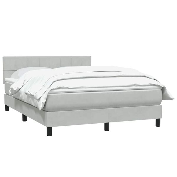 vidaXL Boxspring met matras fluweel lichtgrijs 160x220 cm