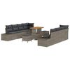 vidaXL Tuinbankenset met kussen 11 pcs Grijs poly rattan