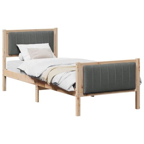 vidaXL Bedframe Bruin en donkergrijs 75 x 190 cm Massief grenenhout