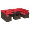 vidaXL Tuin Sofa Set met kussen met kussen 10 pcs Bruin Poly Rattan