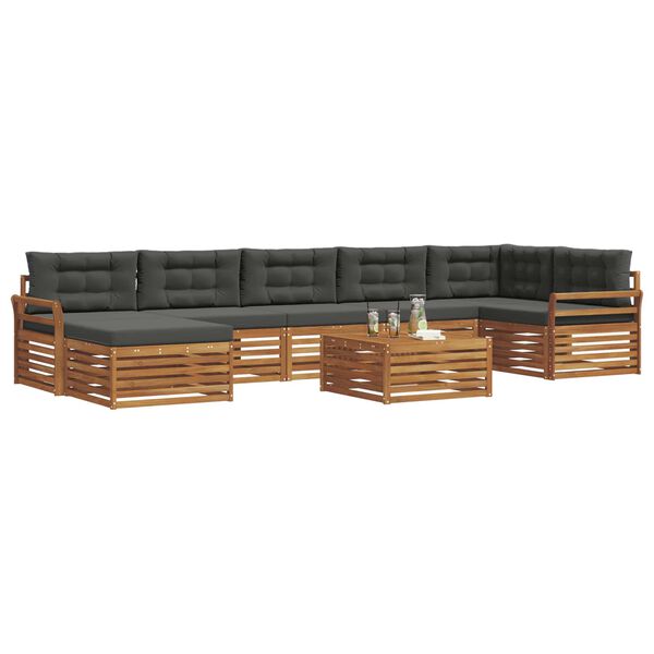 vidaXL Sofa-Sets 8 pcs Natuurlijk en Antraciet Massief Acaciahout