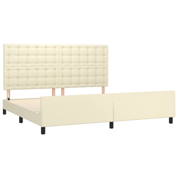 vidaXL Bedframe met hoofdbord kunstleer cr&egrave;mekleurig 200x200 cm