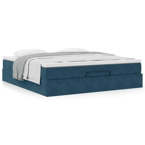 vidaXL Ottoman bed met matras 180x200 cm fluweel donkerblauw