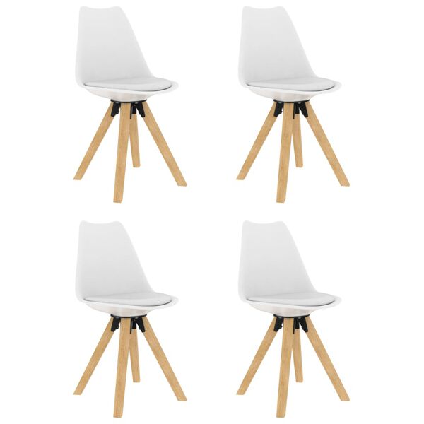 vidaXL Eetkamerstoelen 4 st PP en massief beukenhout wit