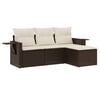 vidaXL 4-delige Loungeset met kussens poly rattan bruin