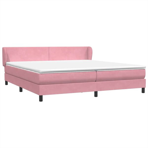 vidaXL Boxspring met matrassen fluweel roze 180x210 cm
