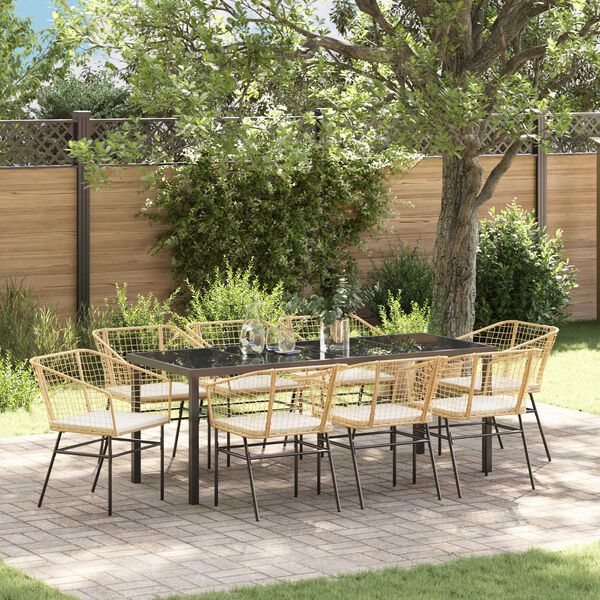 vidaXL Tuin Eetset 9 pcs Bruin poly rattan