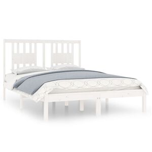 vidaXL Bedframe massief hout wit 135x190 cm