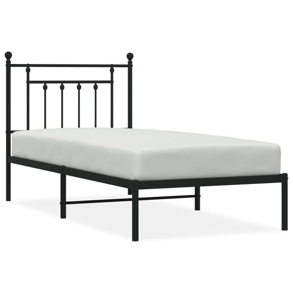 vidaXL Bedframe met hoofdbord metaal zwart 80x200 cm