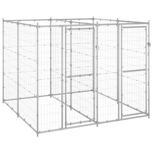 vidaXL Hondenkennel 4,84 m&sup2; gegalvaniseerd staal
