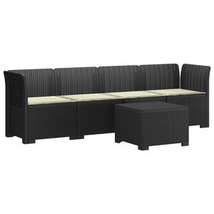 vidaXL 4-Persoons Tuin Sofa met Kussens Rieten Look PP Antraciet