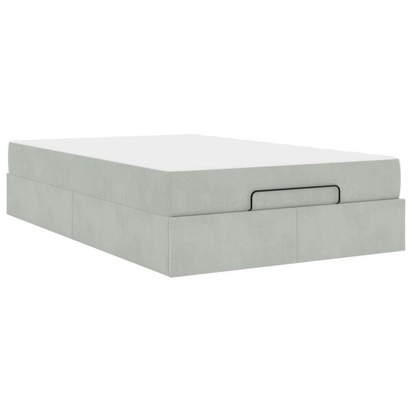vidaXL Bedframe met matras met matras 2 pcs Lichtgrijs Fluweel