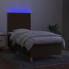 vidaXL Boxspring met matras en LED stof donkerbruin 90x190 cm