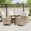 vidaXL Tuin eettafelset met kussen 5 pcs Beige poly rattan
