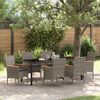 vidaXL Tuin eettafelset met kussen 7 pcs Grijs poly rattan