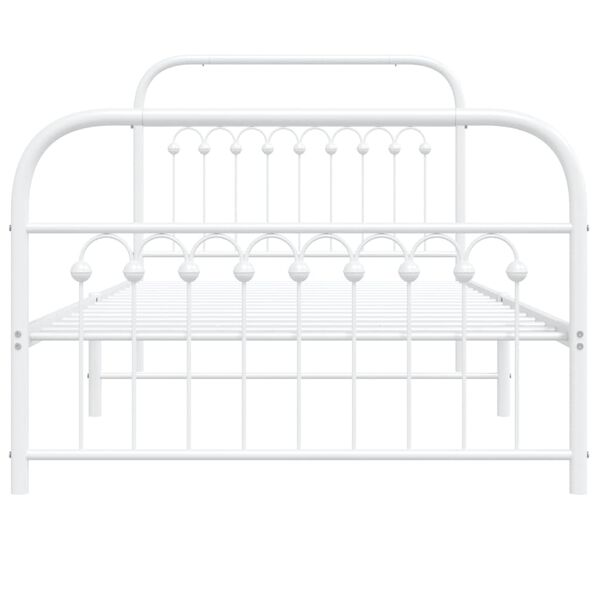 vidaXL Bedframe met hoofd- en voeteneinde metaal wit 100x190 cm