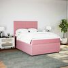 vidaXL Boxspring met matras fluweel roze 140x200 cm