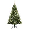 vidaXL Kunstkerstboom met scharnier 150 LEDs Groen 150 cm PVC en PE