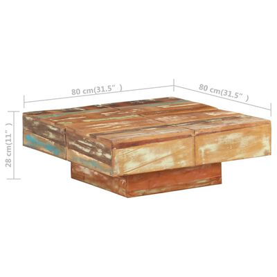 vidaXL Salontafel 80x80x28 cm massief gerecycled hout