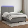 vidaXL Boxspring met matras en LED stof donkergrijs 140x190 cm