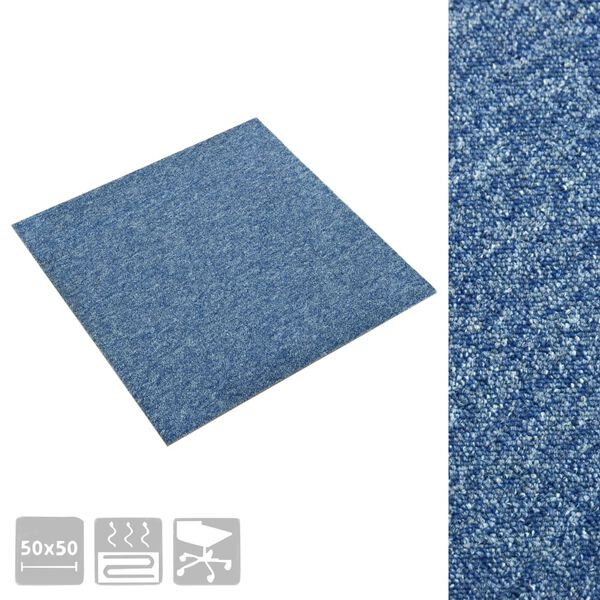 vidaXL Tapijttegels 20 st 5 m² 50x50 cm blauw