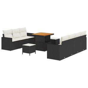 vidaXL Tuin Sofa Set met kussen 10 pcs Zwart poly rattan