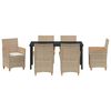 vidaXL Tuin Eetset 7 pcs Beige poly rattan