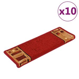 vidaXL Trapmatten zelfklevend 10 st 65x21x4 cm rood