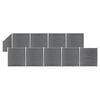 vidaXL Schuttingset 9 vierkant en 1 schuin 1657x186 cm HKC grijs