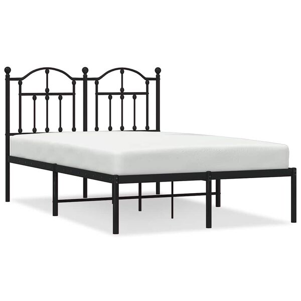 vidaXL Bedframe met hoofdbord metaal zwart 120x200 cm